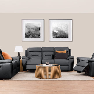 RENATO RENATO BLACK - LEATHER - 3 SEAT ELECTRIC RECLINER