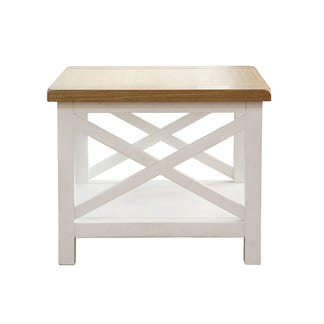 SHELLWOOD SHELLWOOD LAMP TABLE - 550X550 - LIGHT OAK/WHITE