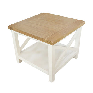 SHELLWOOD SHELLWOOD LAMP TABLE - 550X550 - LIGHT OAK/WHITE