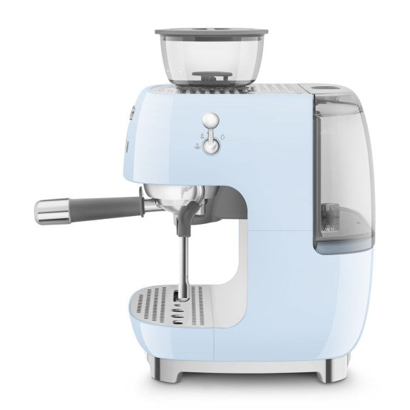 SMEG 50'S STYLE ESPRESSO MACHINE WITH GRINDER PASTEL BLUE