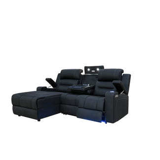 Spielberg 3 Seater Fabric Sofa with Electric Recliner and LHF Chaise - Jet