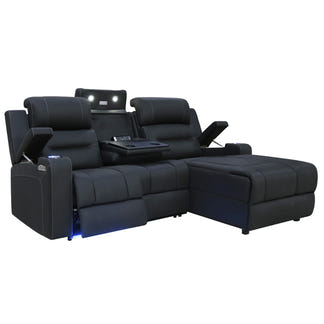 Spielberg 3 Seater Fabric Sofa with Electric Recliner and RHF Chaise - Jet