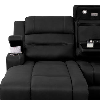 Spielberg 3 Seater Fabric Sofa with Electric Recliner and LHF Chaise - Jet