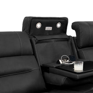 Spielberg 3 Seater Fabric Sofa with Electric Recliner and LHF Chaise - Jet