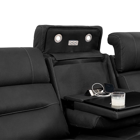 Spielberg 3 Seater Fabric Sofa with Electric Recliner and LHF Chaise - Jet