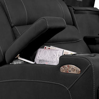 Spielberg 3 Seater Fabric Sofa with Electric Recliner and LHF Chaise - Jet