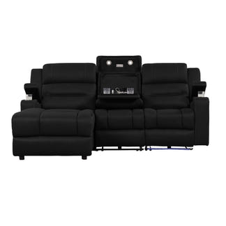 Spielberg 3 Seater Fabric Sofa with Electric Recliner and LHF Chaise - Jet