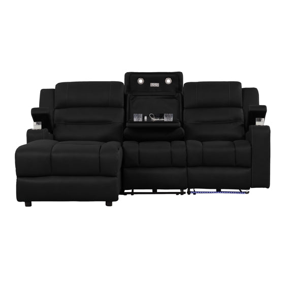 Spielberg 3 Seater Fabric Sofa with Electric Recliner and LHF Chaise - Jet