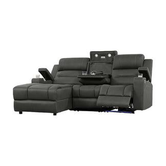 Spielberg 3 Seater Home Theatre Fabric Sofa with Electric Recliner and LHF Chaise - Ash