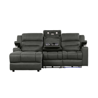 Spielberg 3 Seater Home Theatre Fabric Sofa with Electric Recliner and LHF Chaise - Ash