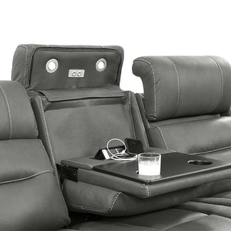 Spielberg 3 Seater Home Theatre Fabric Sofa with Electric Recliner and LHF Chaise - Ash