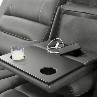 Spielberg 3 Seater Home Theatre Fabric Sofa with Electric Recliner and LHF Chaise - Ash