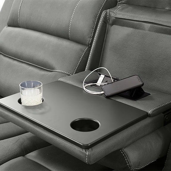 Spielberg 3 Seater Home Theatre Fabric Sofa with Electric Recliner and LHF Chaise - Ash