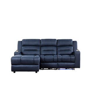 Spielberg 3 Seater Home Theatre Fabric Sofa with Electric Recliner and LHF Chaise - Azure