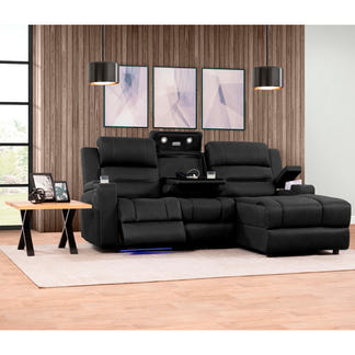 Spielberg 3 Seater Fabric Sofa with Electric Recliner and RHF Chaise - Jet