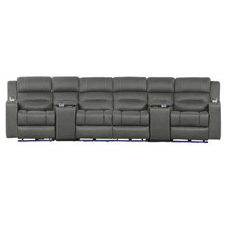 Spielberg 4 Seater Home Theatre Electric Recliner Fabric Lounge - Ash