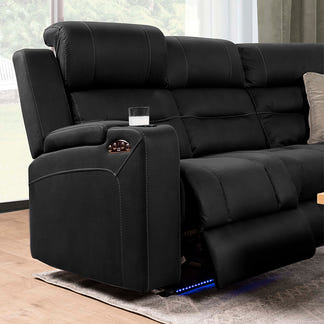 Spielberg 6 Seater Home Theatre Corner Fabric Recliner Lounge – Jet