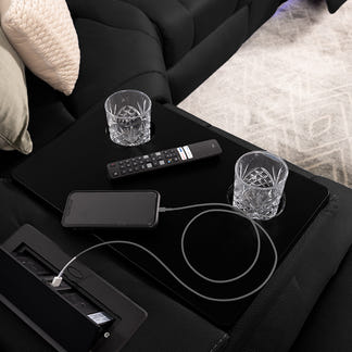 Spielberg 6 Seater Home Theatre Corner Fabric Recliner Lounge – Jet