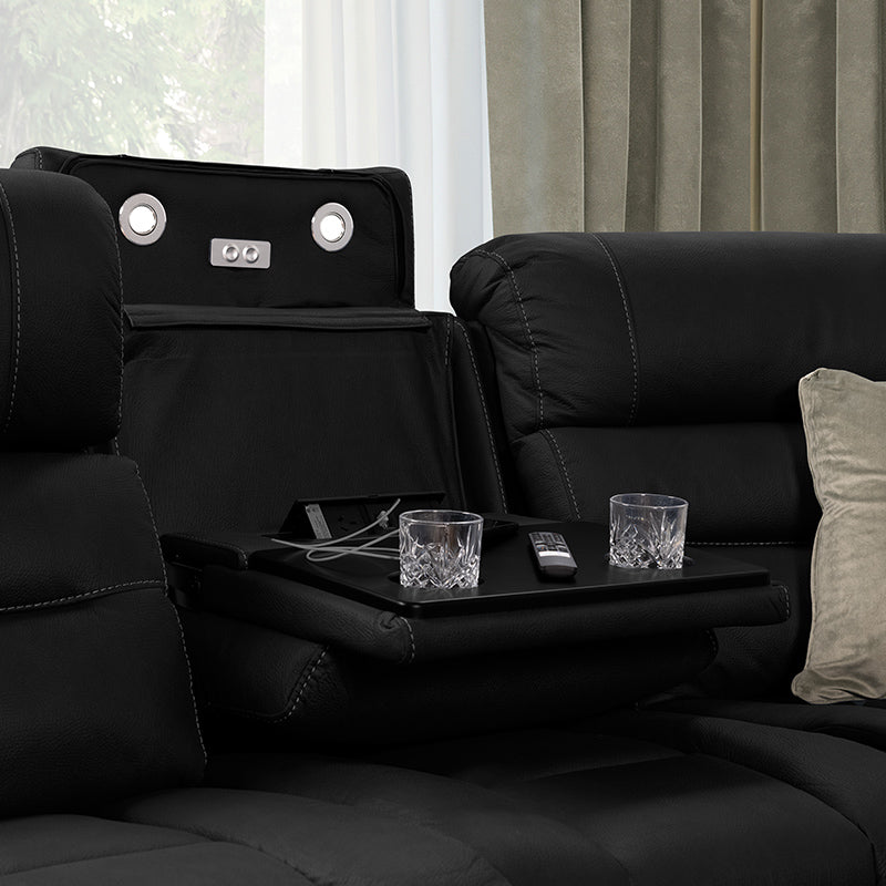 Spielberg 6 Seater Home Theatre Corner Fabric Recliner Lounge – Jet