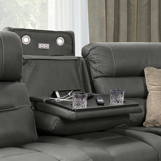 Spielberg 6 Seater Home Theatre Corner Fabric Recliner Lounge - Ash