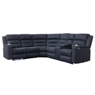 Spielberg 6 Seater Home Theatre Corner Fabric Recliner Lounge – Azure