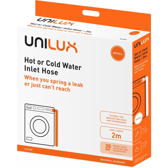 Unilux 2m Hot or Cold Water Inlet Hose