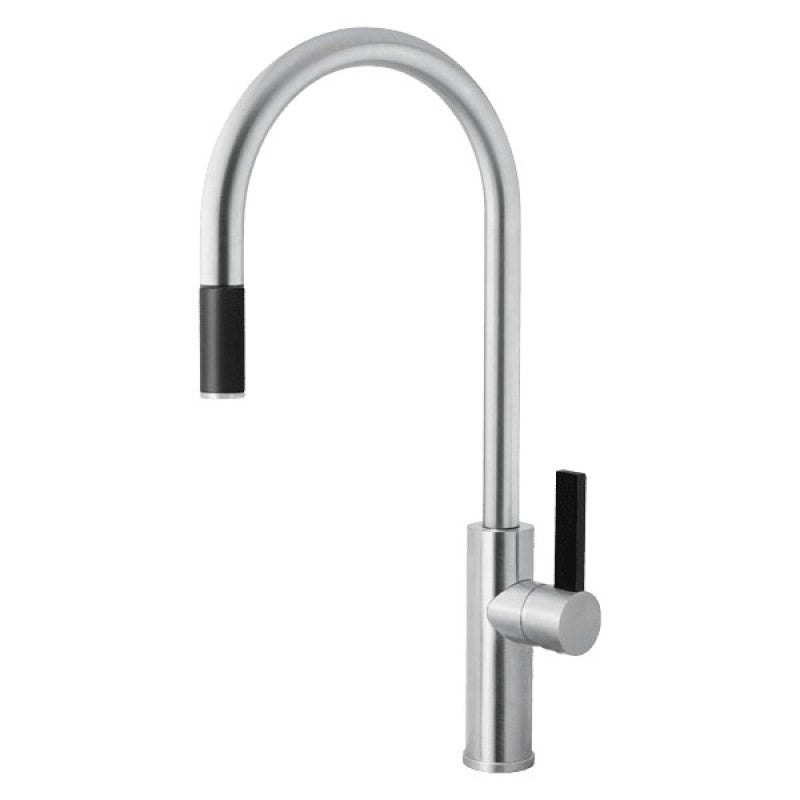VICARIO ARMANDO GOOSE NECK BLACK PULLOUT& BLACK LEVER BRUSHED CHROME