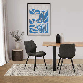 VIGGO VIGGO DINING CHAIR - CHARCOAL PU GREY STITCHING