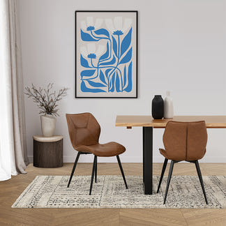 VIGGO VIGGO DINING CHAIR - TAN PU BLACK STITCHING