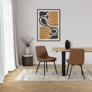 VIKTOR VIKTOR DINING CHAIR - TAN PU MATCHED STITCHING
