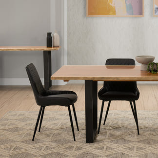 VIKTOR VIKTOR DINING CHAIR - BLACK PU MATCHED STITCHING