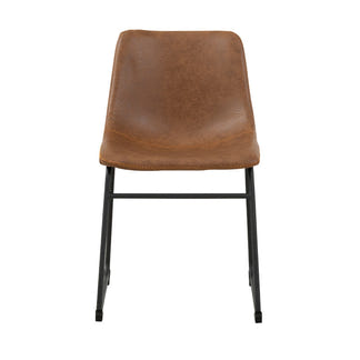 VINCENT VINCENT DINING CHAIR - TAN PU ORANGE STITCHING