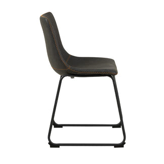 VINCENT VINCENT DINING CHAIR - CHARCOAL PU ORANGE STITCHING