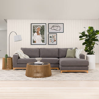 WILLOW WILLOW DARK GREY - FABRIC - 3S SEAT LOUNGE + RHF CHAISE