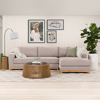 WILLOW WILLOW LIGHT GREY - FABRIC - 3S SEAT LOUNGE + RHF CHAISE