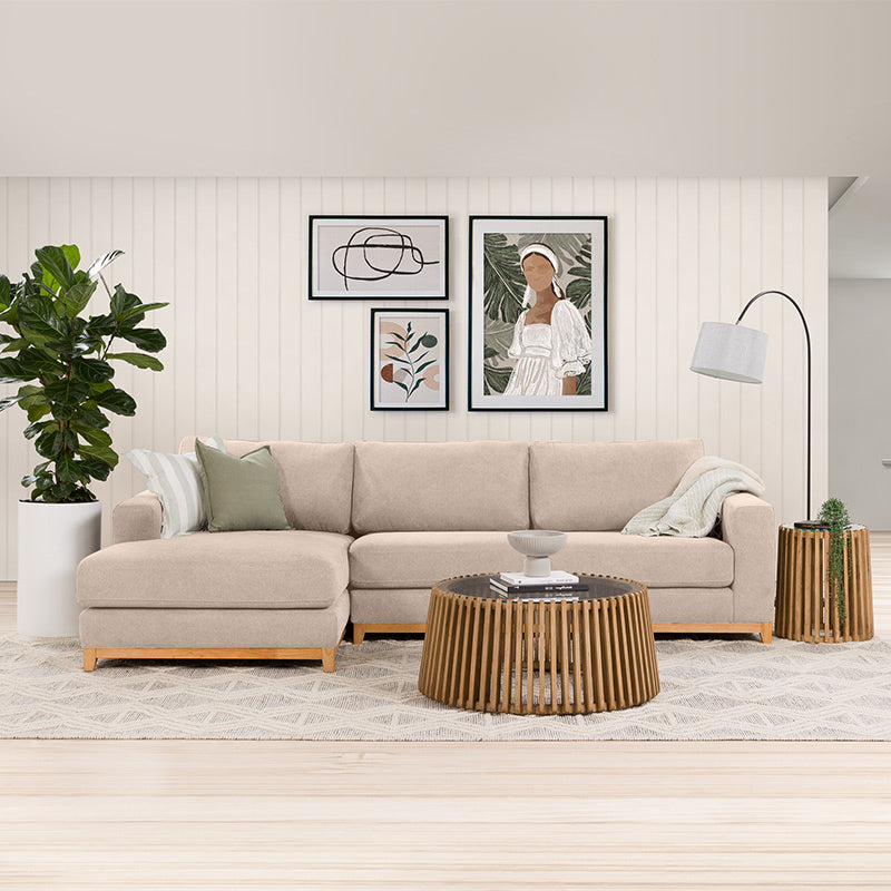 WILLOW WILLOW CHAMPAGNE - FABRIC - 3S SEAT LOUNGE + LHF CHAISE