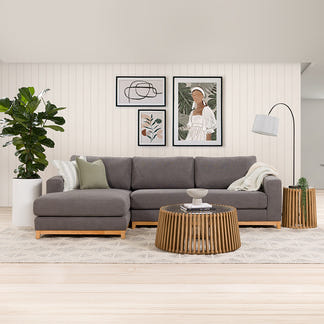 WILLOW WILLOW DARK GREY - FABRIC - 3S SEAT LOUNGE + LHF CHAISE