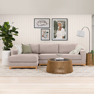 WILLOW WILLOW LIGHT GREY - FABRIC - 3S SEAT LOUNGE + LHF CHAISE